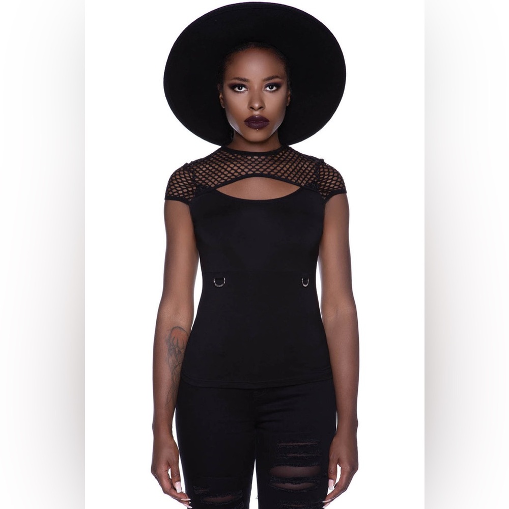 KILLSTAR Ramona Cap-Sleeve Mesh Top